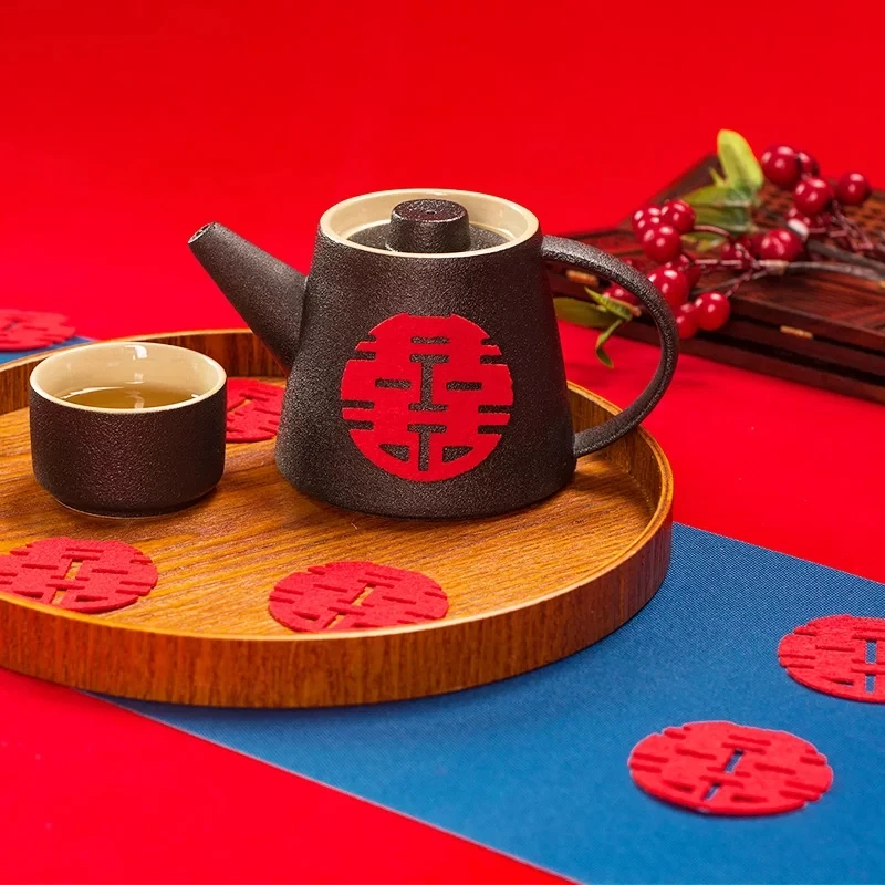 30pcs Mini Chinese Double Happiness Decorations Suitable for Wedding DIY Ornaments, Small Xi Charms for Fruit Plate Throw 4