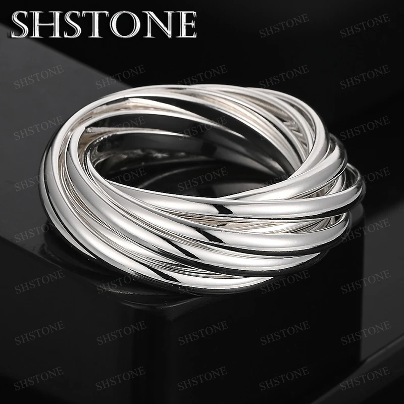 

Size 8 925 Sterling Silver 10 Circles Ring Women Fashion Trend New Jewelry Lady Party Birthday Gift Wedding Accessories