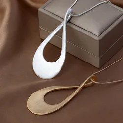 Big Oval Long Necklace for Women Simple Pendant Necklace Vintage Gift Punk Accessories