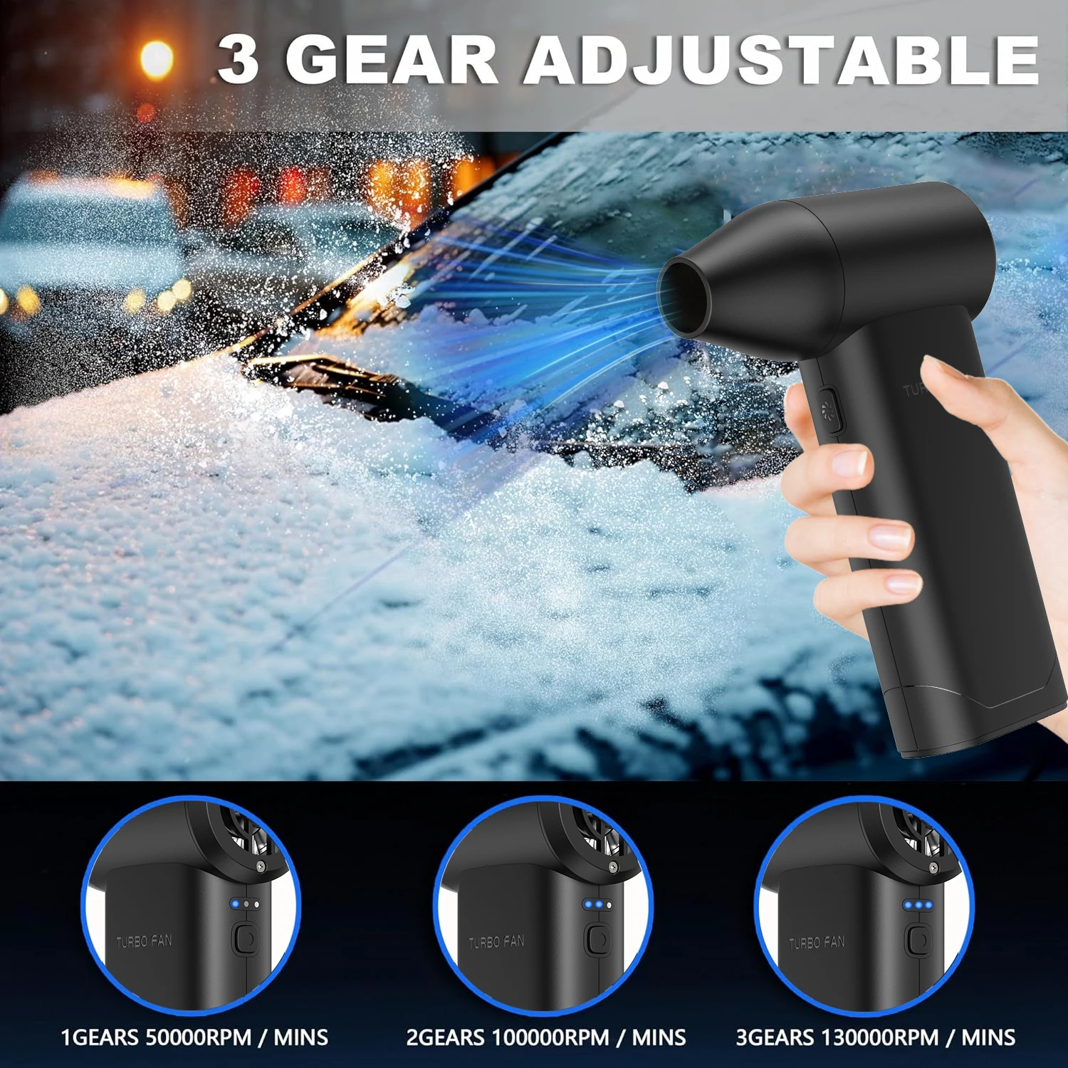 JEC X5 Air Blower 130000 Rpm Suitable for Dust Removal in Cars Type-C Charging Strong Wind 53m/s Brushless Violent Fan Jet Fan