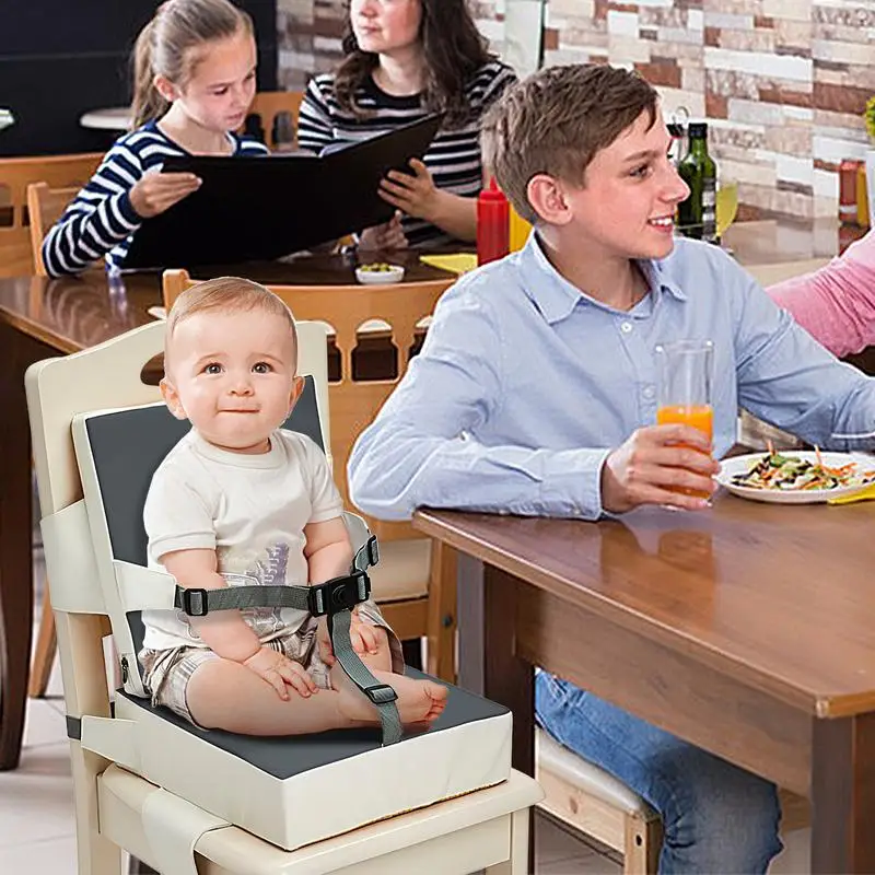 Asiento elevador para silla de cocina, cojín elevador impermeable para niños pequeños, antideslizante, portátil, con respaldo