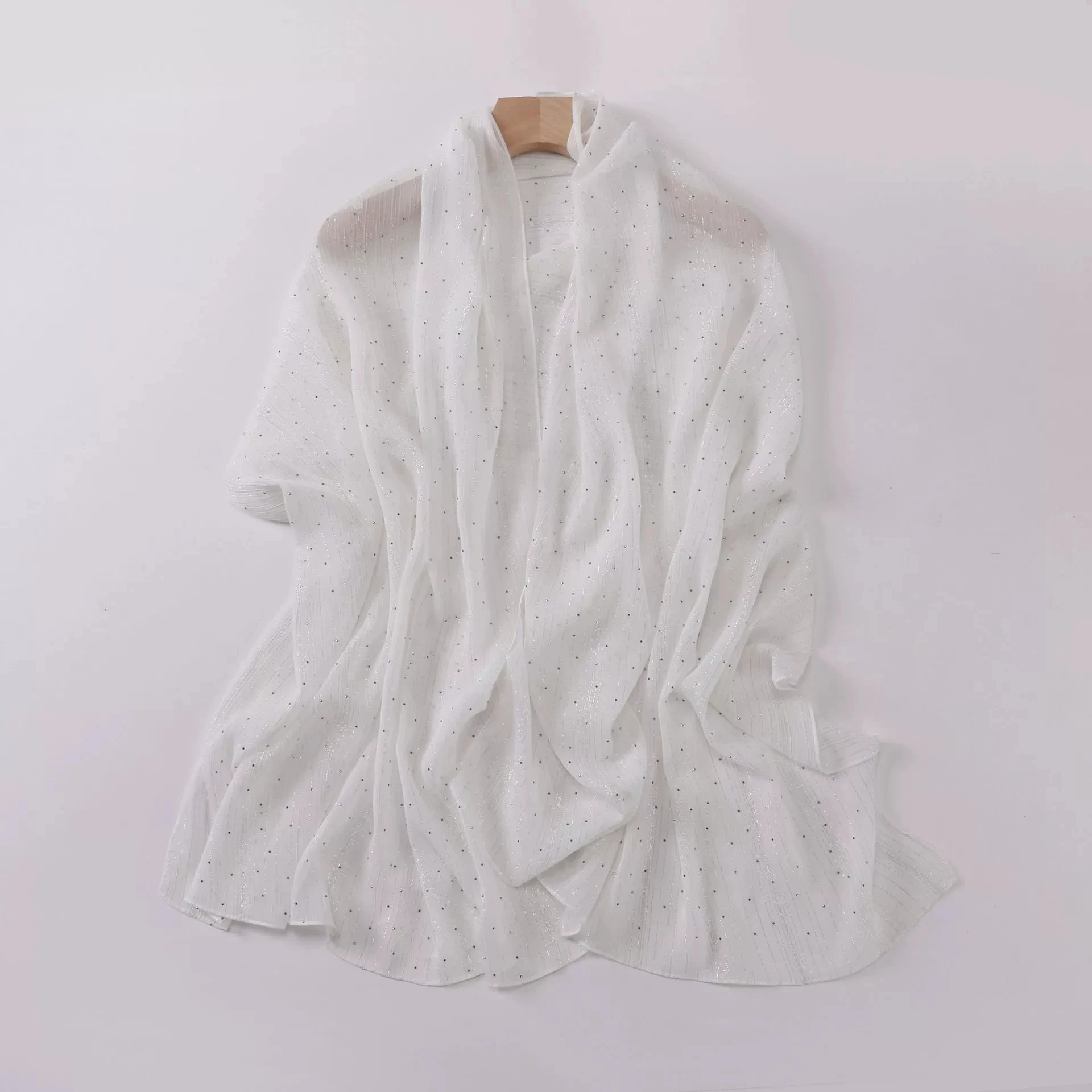 Plain Wrinkle Rhinestone Shiny Dot Shimmer Shawls Scarf High Quality Wrap Beach Pashmina Stole Bufandas Muslim Hijab 180*70Cm view 4