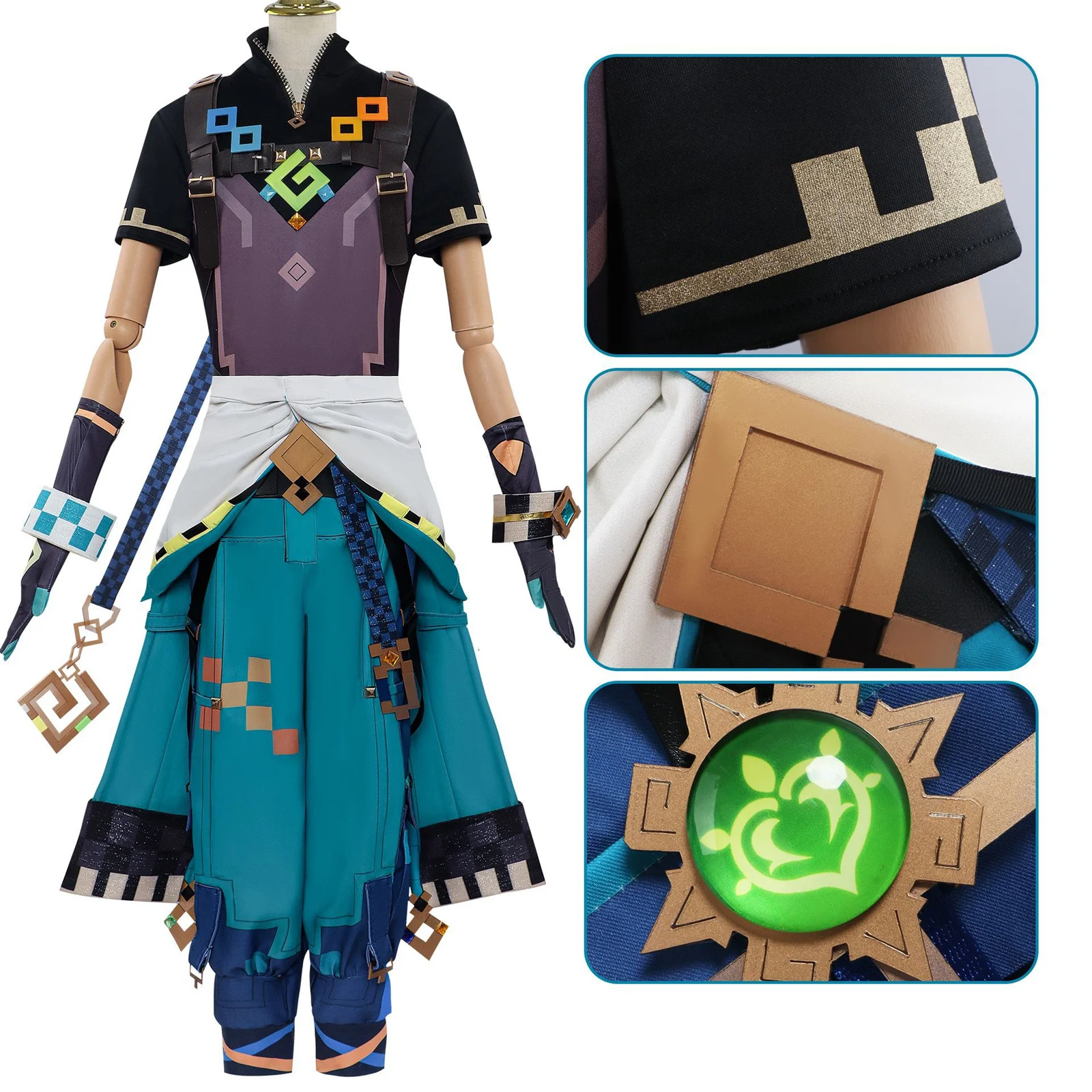 Kinich disfraz de Cosplay para hombre, con accesorios conjunto completo, vestido de juego para Halloween, Navidad, carnaval, trajes de fiesta