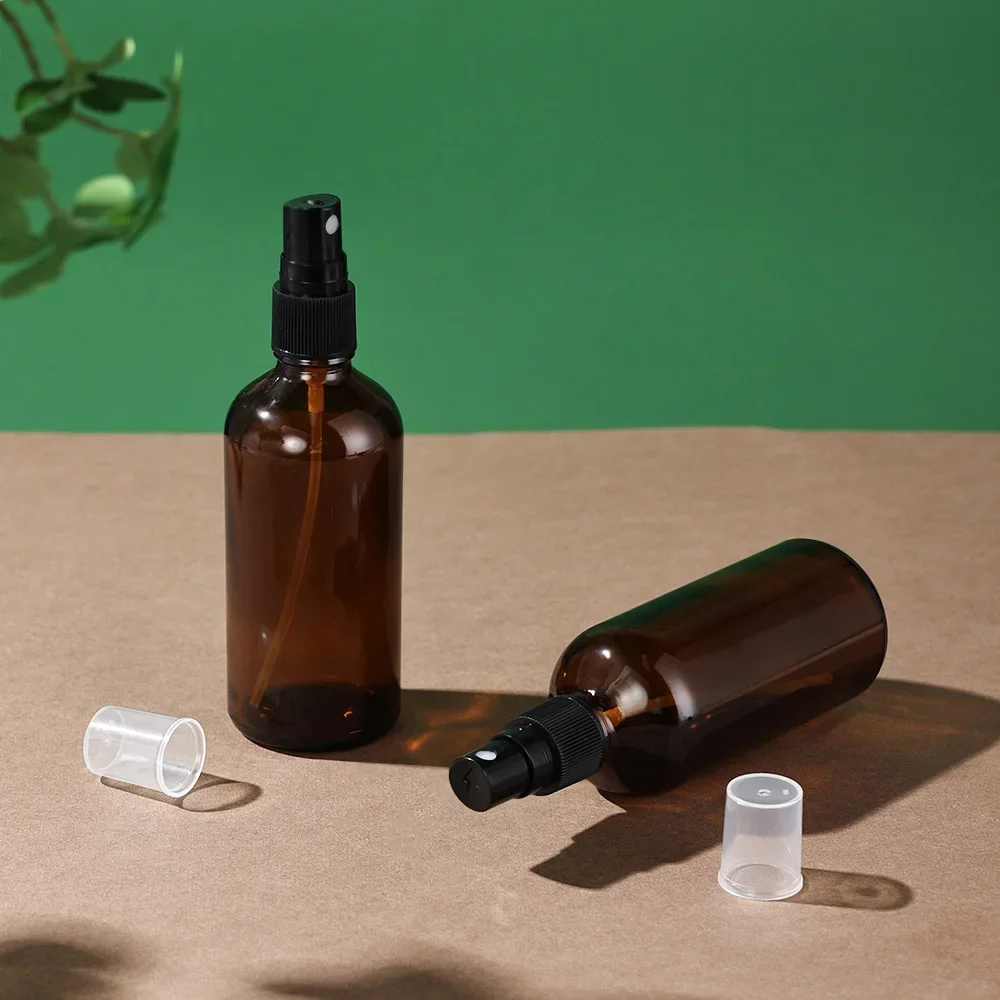 2 Stuks 100 Ml Amber Glas Lege Hervulbare Spray Flessen Bescherming Lekvrij Cosmetische Containers Voor Parfum Toner Essentiële Oliën