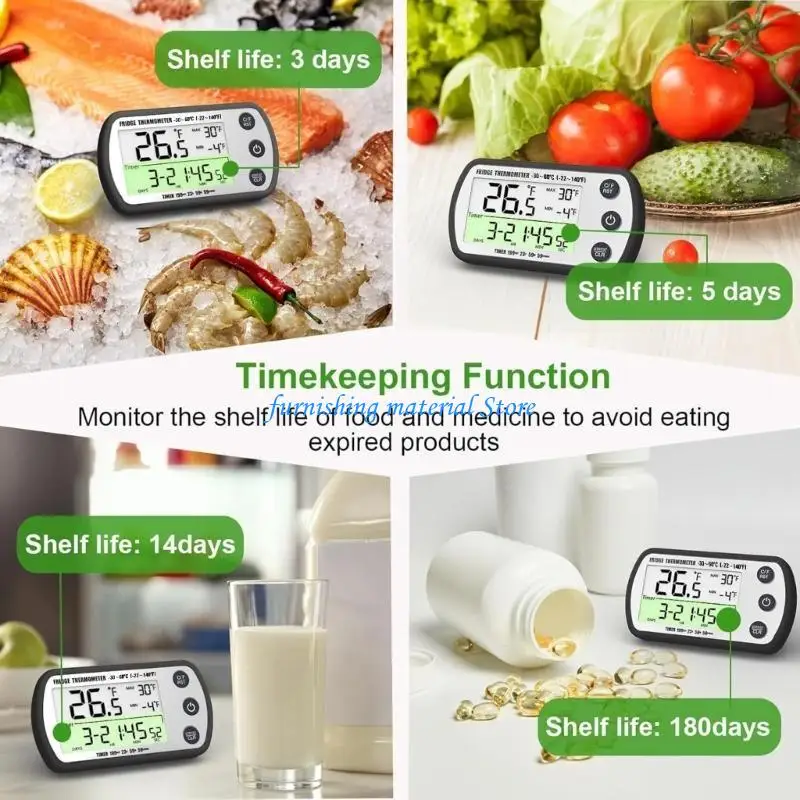 

Y5GD Accurate Refrigerator Thermometers with Easy To Read Large Display Fridge Temperature Gauges Easy to Use for Homes Use