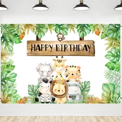 Jungle Animals Backdrop Wild One Safari Jungle Party Decoation Birthday Decorations Baby Shower Boy Gril 1st Birthday Background