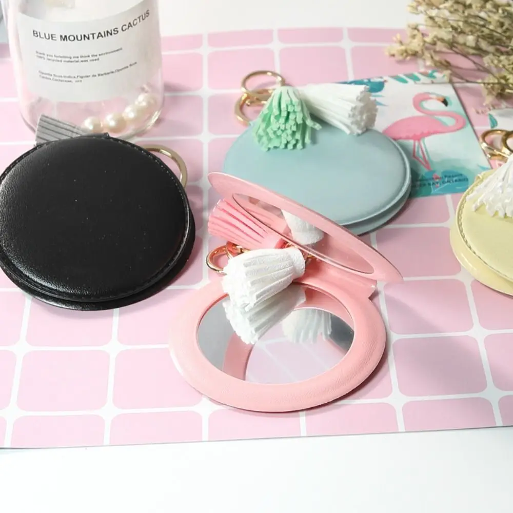 Beauty Mirror Fresh Colors Round Mirror Double-sided Cute Small Mirror Tassel Bag pendant Pocket Mirror Women