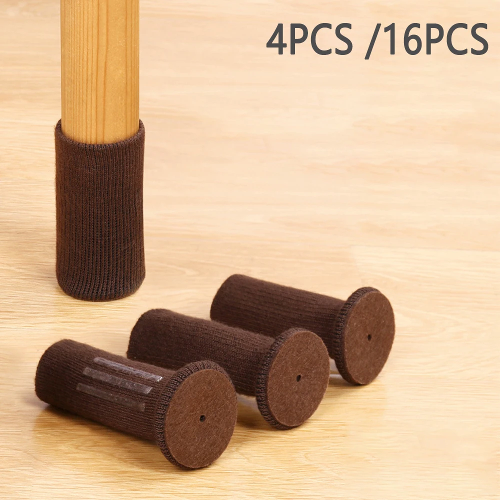 

4pcs 16PCS Felt Pad Knitted Table&Chair Legs Cover Silent Anti-scratch Floor Stool Leg Protector