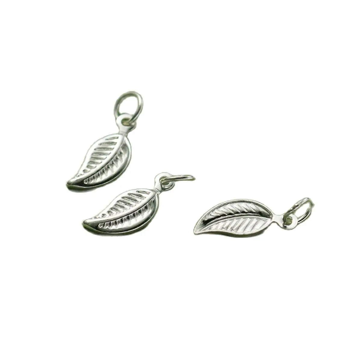 2pcs/Lot 925 Sterling Silver Small Leaves Loop Charms 10x4.5mm Handmade Bracelets Earrings Necklace Small Pendants DIY Jewelry