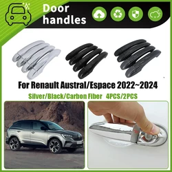 Car Door Handle Cover For Renault Austral Espace 2022~2024 Anti-dust Trim Exterior Scratch Protector Decorection Car Accessories