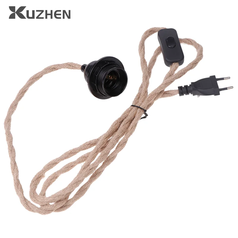 E27Table Lamp Accessories With Hemp Rope Switch Plug Household Removable Small Chandelier Simple Hemp Rope Lamp 2M/3M/4.5M