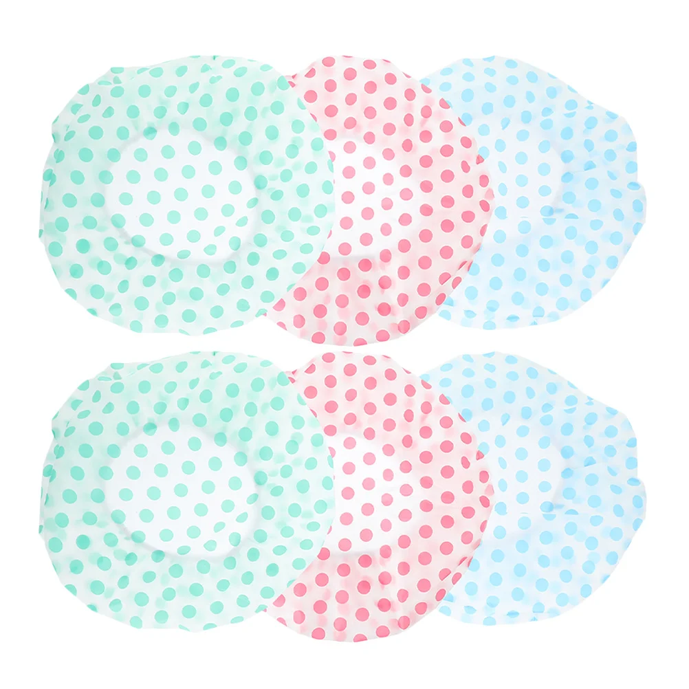 

6pcs Waterproof Shower Cap Large Reusable Peva Hair Cover For Women Long Hair Bathing Stretchy Elastic Shower Caps