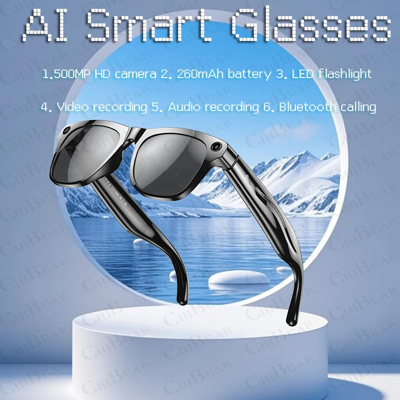 

2025 New 500w Pixel Smart Glasses Men With Ai Camera For High-definition Photography Video Recording Voice Calls And Translatio
