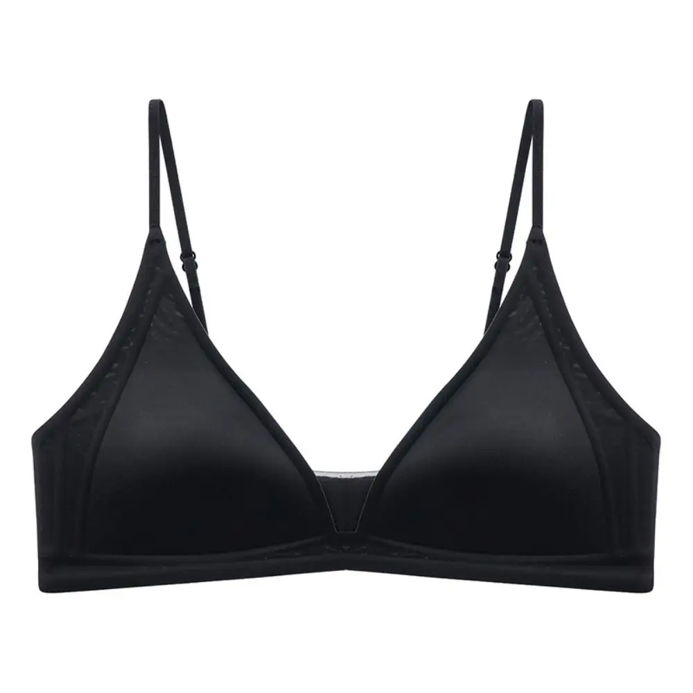 

Thin Satin Wireless Deep V Bra Close-fitting Shockproof Push Up Underwear Gathered Breasts Traceless Brassiere for Women Yoga