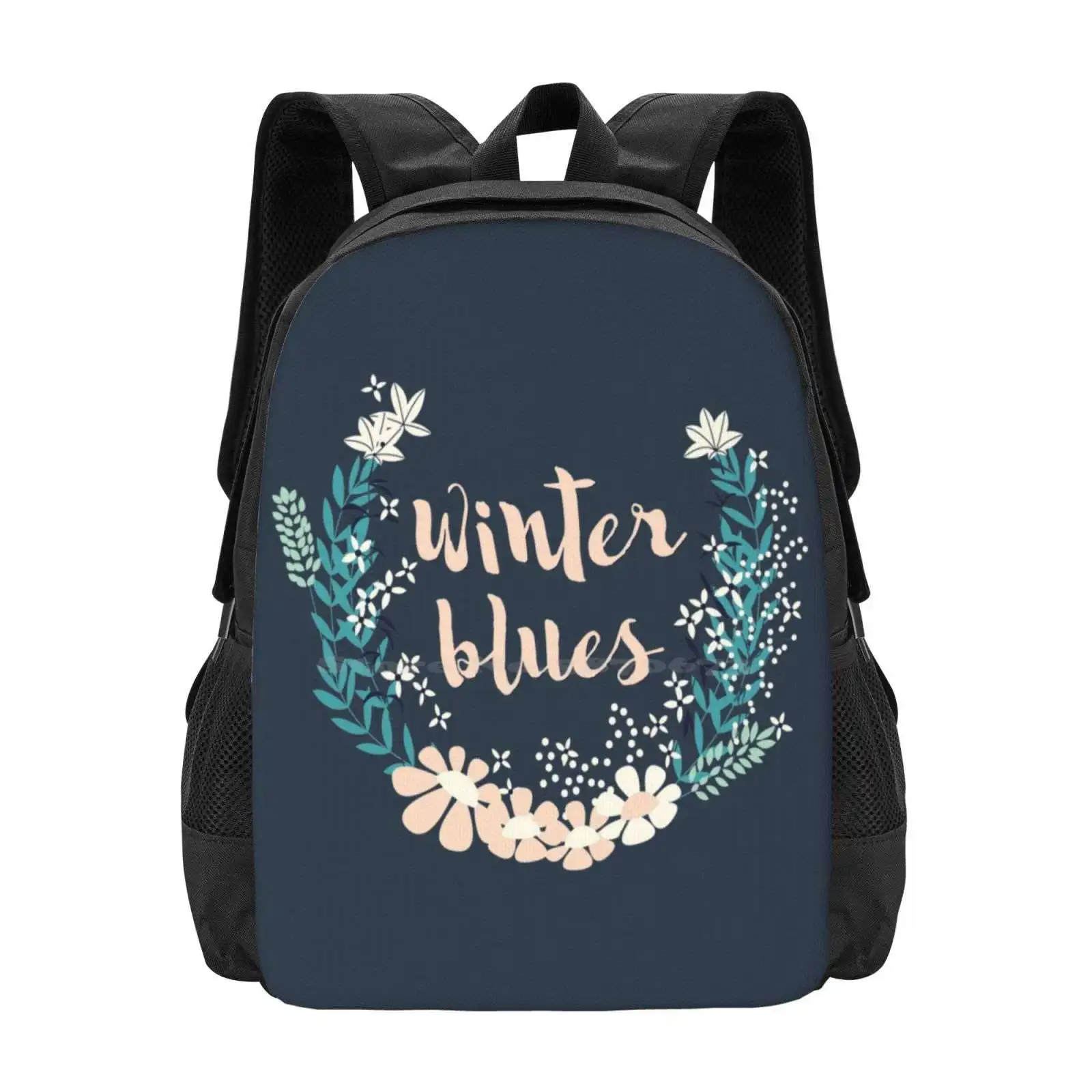 

Winter Blues 004 Hot Sale Schoolbag Backpack Fashion Bags Abstract Anniversary Arrangement Background Bohemian Bouquet Branch