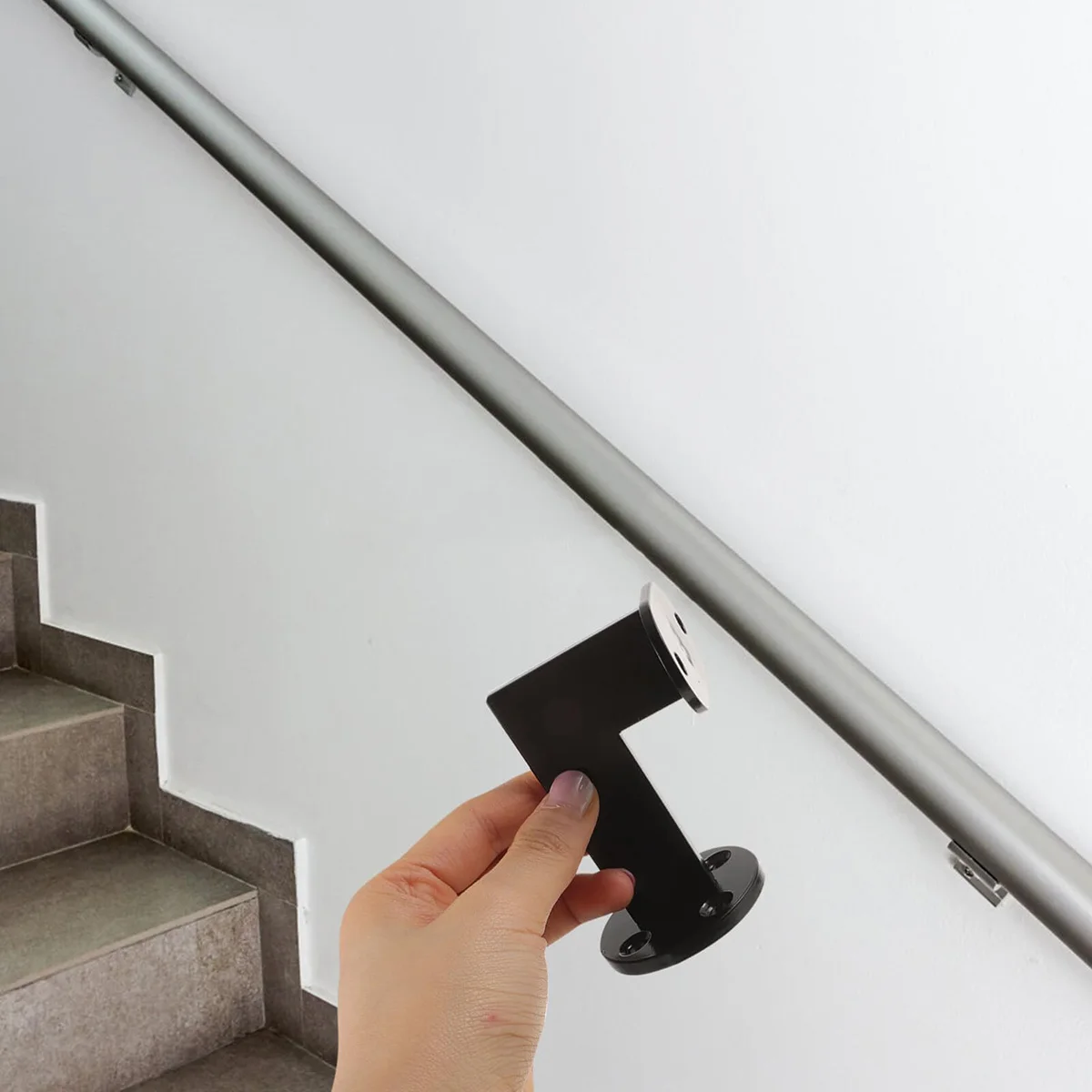 Stainless Steel Black Paint Stair Handrail Fixed Support Frame Corridor Wall Support Bracket Bottom Support