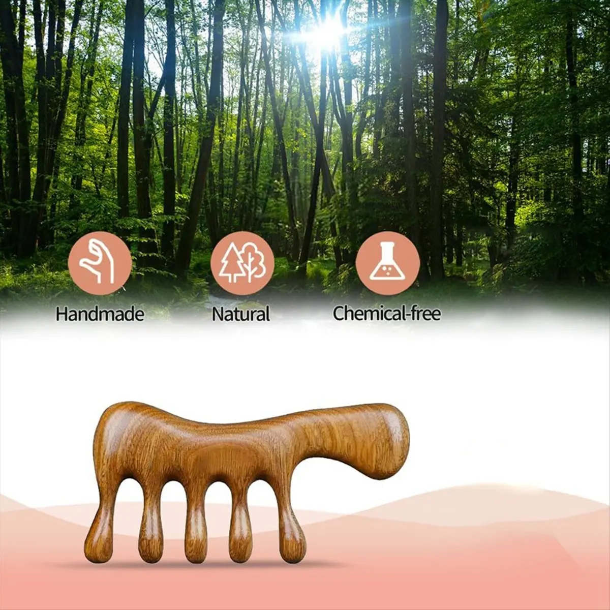 【~ NEW A03R】Manual Scalp Massager Comb for Scalp Hair Massage - Wooden Head Massager Scalp Stress Relax - Portable Gua Sha Massa