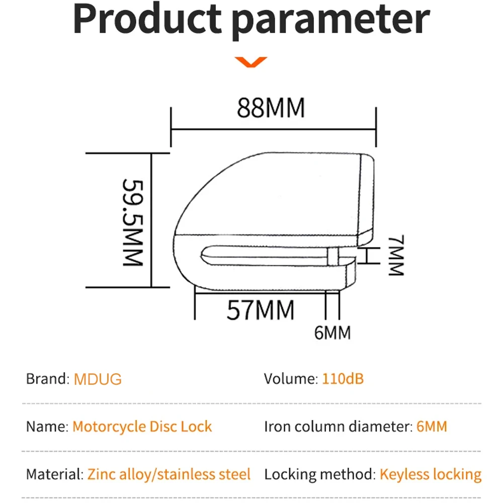 Motorcycle Bicycle Alarm Lock 110dB Wheel Disc Brake Waterproof Anti-Theft Aluminum Alloy Safety Brake Lock Scooter Moto Lock - view 6