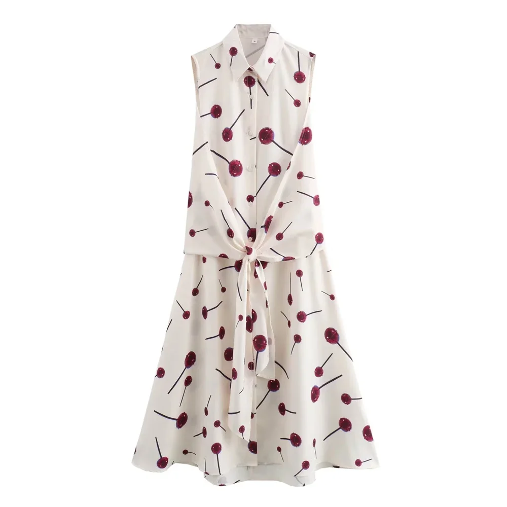 

LIBIELIY LIBIELIY 2025 Summer New Women's European And American Style Fashion And Temperament Printed Poplin Shirt Dress