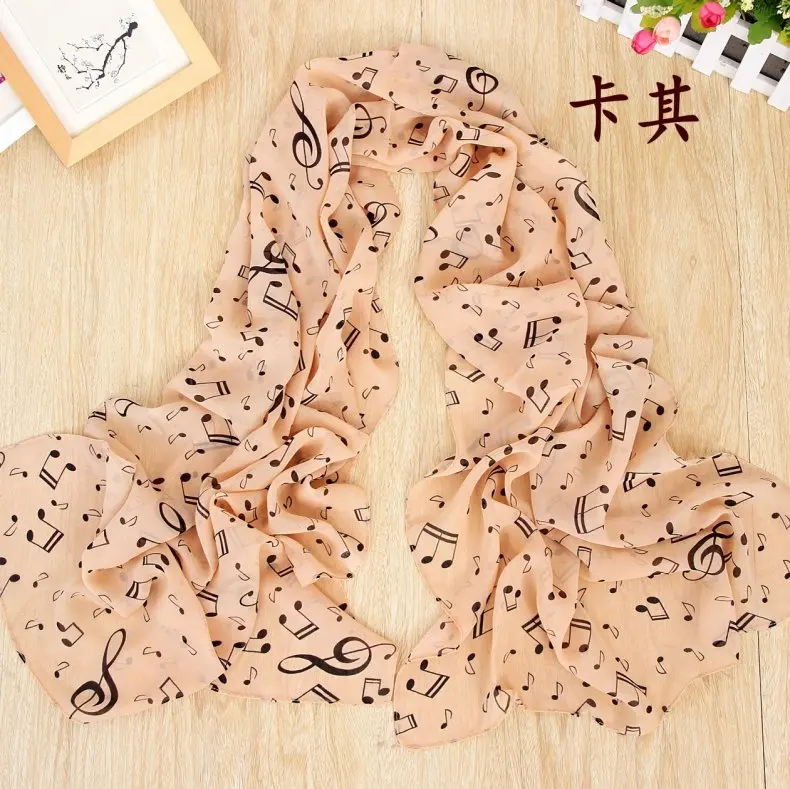 Damen 50 x 160 cm Schals mit Musiknoten-Aufdruck, Chiffon-Halstuch, weiche Schals, hochwertiges, fabelhaftes, elastisches Partygeschenk – Detail 4