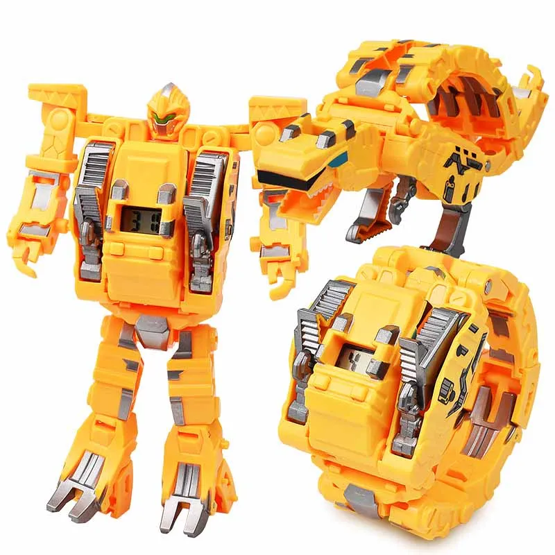 New Dinosaur Mechanical Deformation Watch Robot Toy 3 In 1 With Electronic Watch Children Cognitive Time Toy Boy Gifts