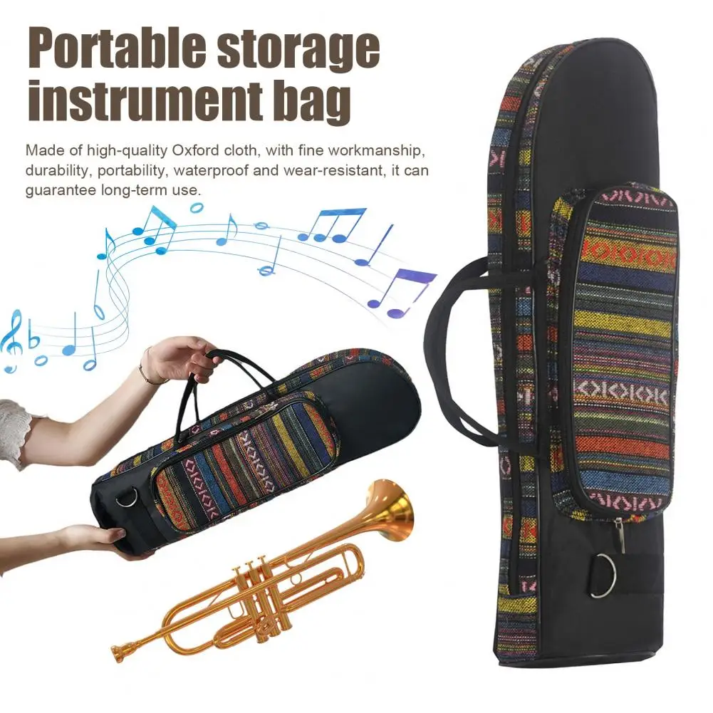 Silent Bag Horn Trumpet Gig Bag Soft Case with Double Zippers Adjustable Shoulder Belt High-density Oxford Cloth Waterproof
