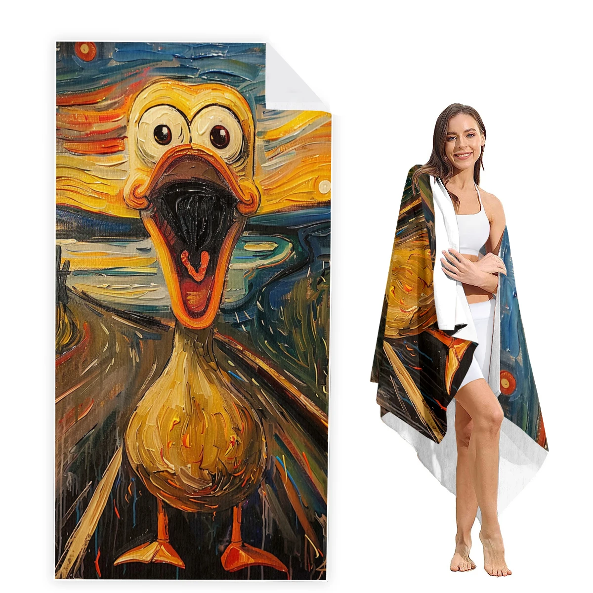 Duck Beach Towel Oversized, Super Absorbent Sand Free Thick Microfiber Beach Towel,Beach Towels for Kids,Men,Women