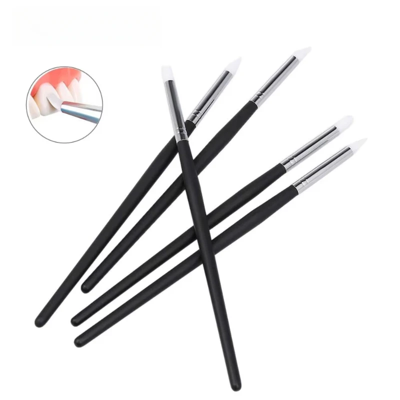 

10x5 шт./компл., кисти для стоматологической смолы, ручки, силиконовые кисти для дизайна ногтей, стоматологические композитные цементные фарфоровые инструменты для зубов, линия для формирования DIY