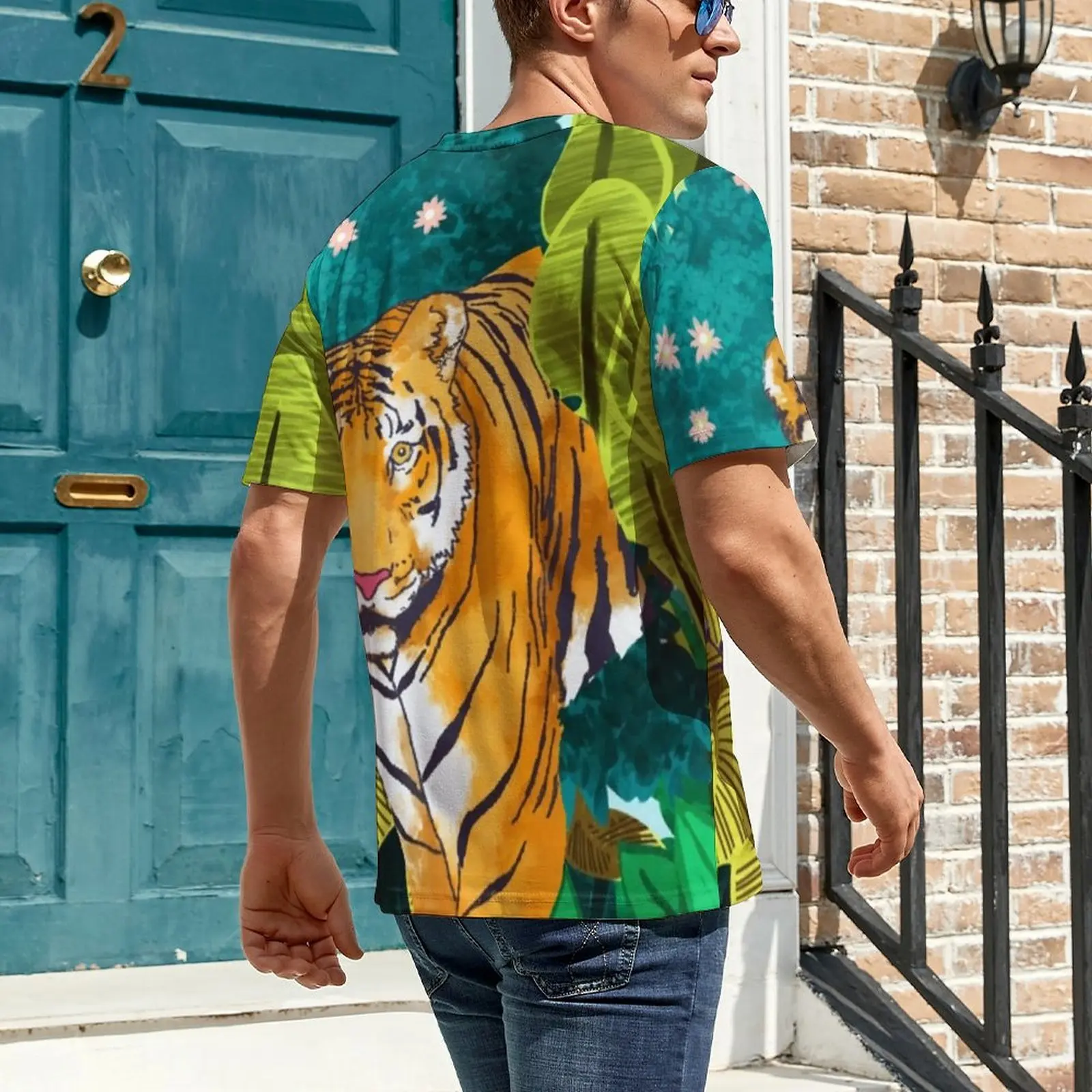 Beach T Shirt Jungle Tiger T-Shirts Wild Animal Casual Harajuku Tee Shirt For Men Short-Sleeved Graphic Plus Size Tops