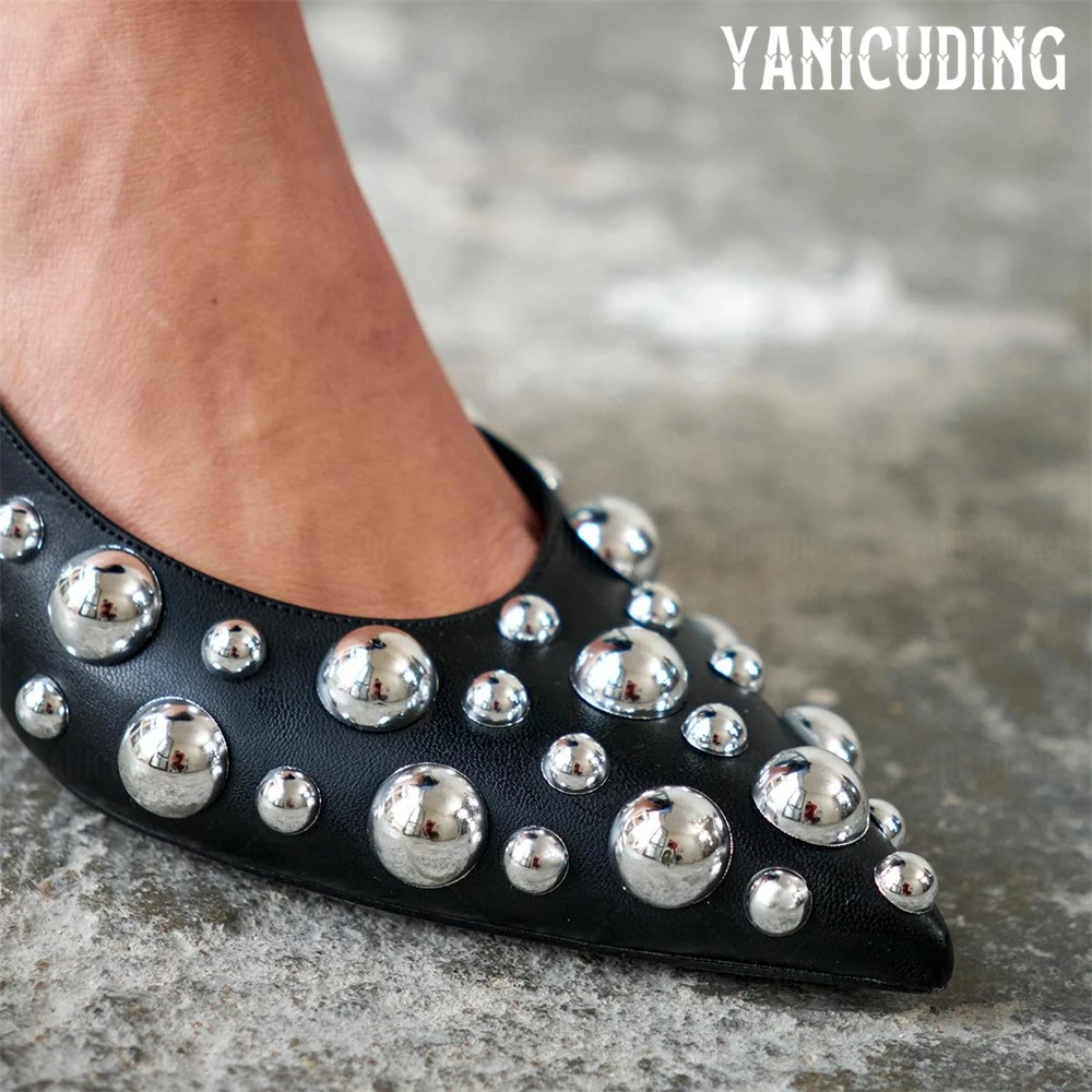 Metallic Beaded Stilettos Multicolor Sexy Pointed Pumps Designer Novelty High Heels Fashion Elastic Band Beaded Pumps for Women