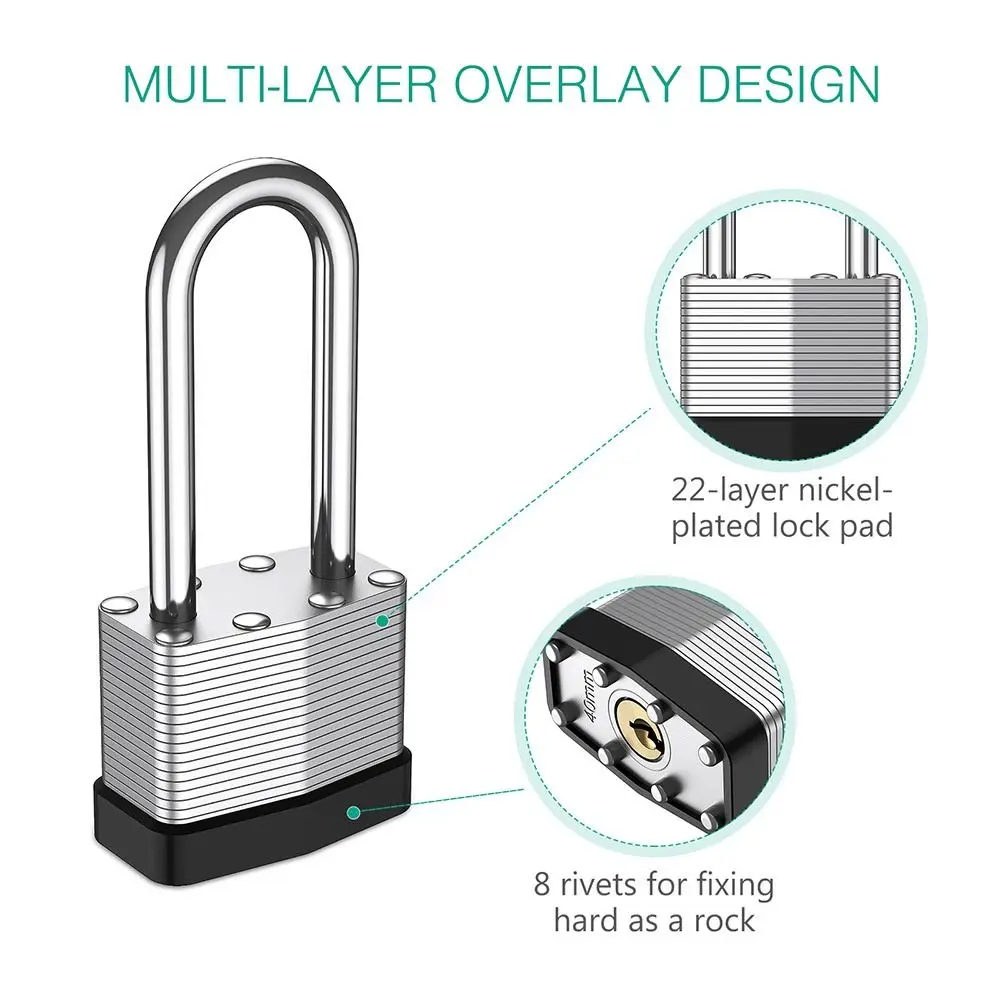 1 шт. для спортивных гаражей, водонепроницаемые защитные длинные замки с дужкой и ключом, навесной замок, тысяча слоев, сверхмощный замок