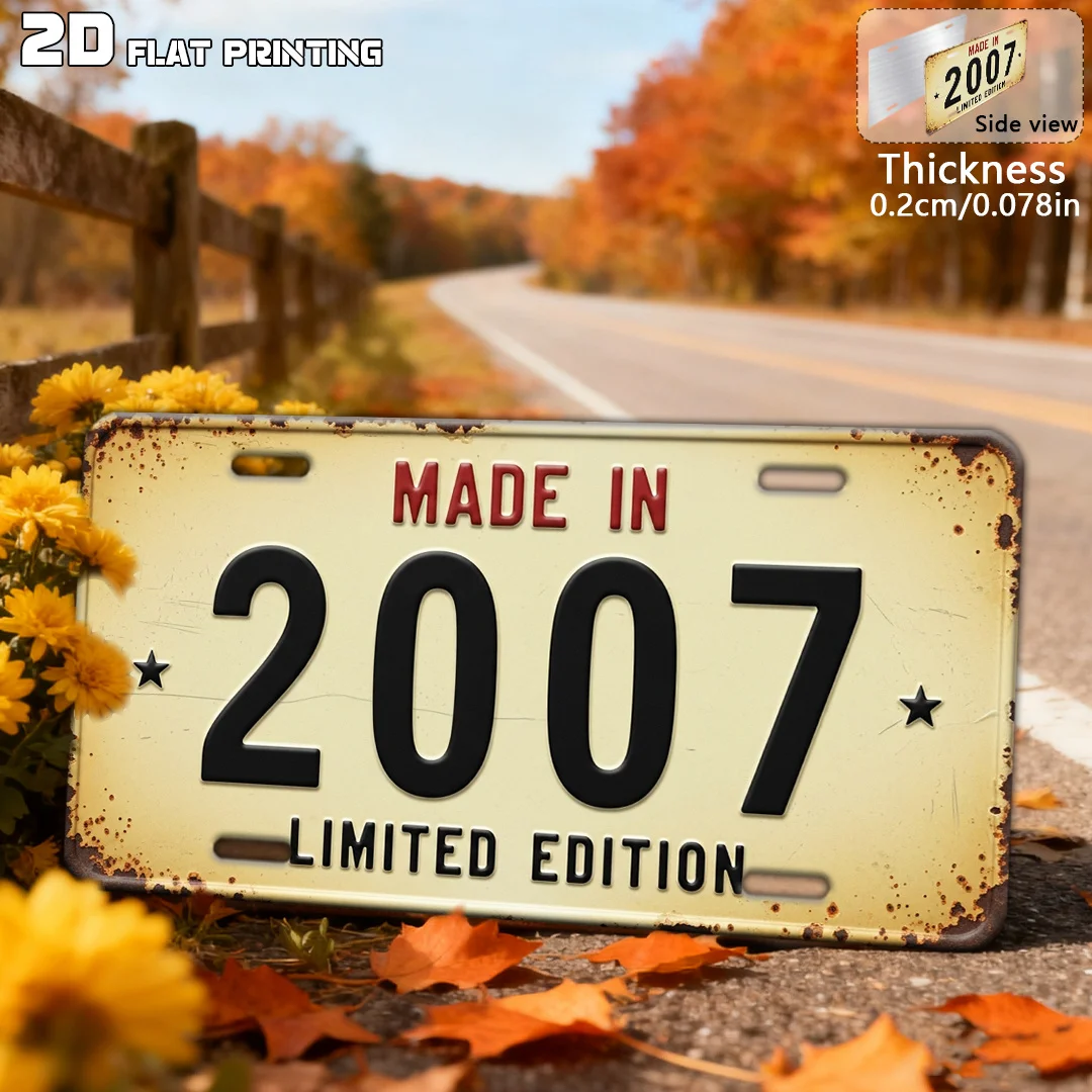 Distressed Vintage Year Number Slogan License Plate Metal Tin Sign Retro Wall Decor For Bar Cafe Home Garden