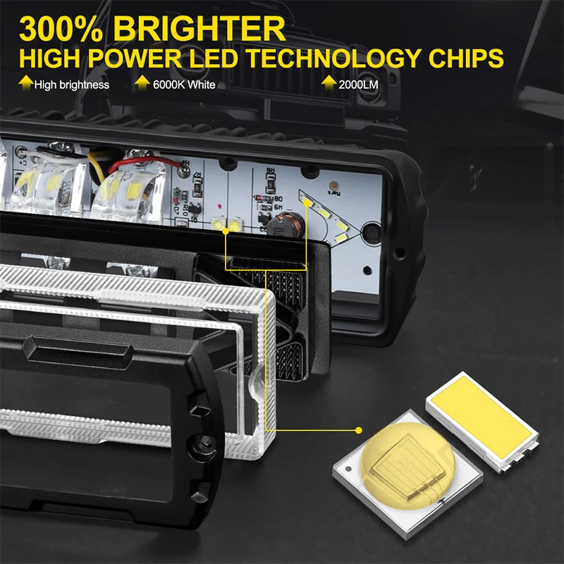 Schlanke 6 "LED-Licht leiste 7d 30w LED-Leiste Offroad 4x4 Arbeits licht Fahr nebels chein werfer weiß 6000k für PKW LKW Geländewagen Sattelzug – Detail 2