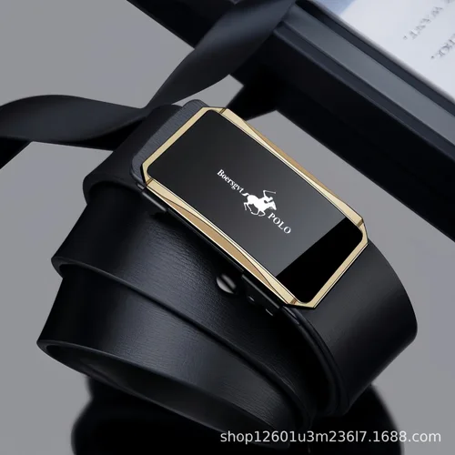 Imagen 2 del producto 2025 Cinturón de cuero automático de hilo interno para hombre: hebilla sin punta (cinturilla de piel de vaca auténtica de primera calidad para negocios e informales)