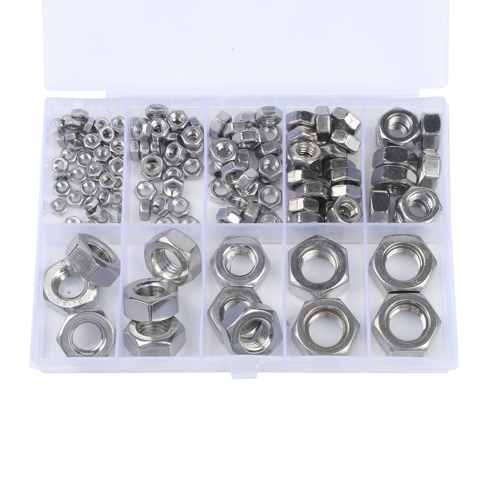 

145/370pcs 304 Stainless Steel Hex Nuts Class Boxed Metric Hardware For Furniture Assembly DIY Projects And Construction Tool