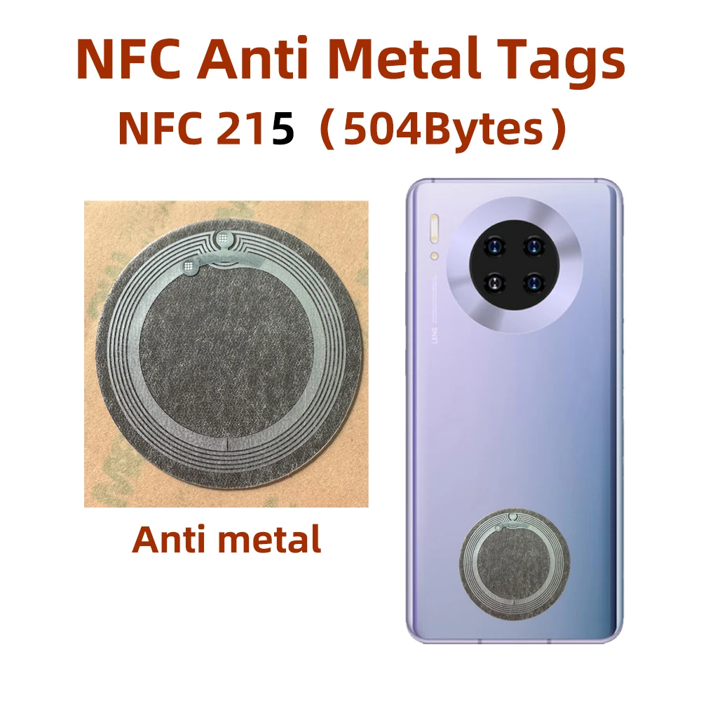 

NFC Tags Rotundity 45mm 13.56MHz nfc215 Stickers Universal Lable Ntag215 Chip RFID for all NFC enabled phones nfc Anti metal Tag
