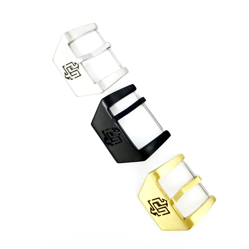 Fermoir de montre en acier inoxydable, Design foudre, 1 pièce, 22mm, 24mm, 26mm, couleur argent, or, noir