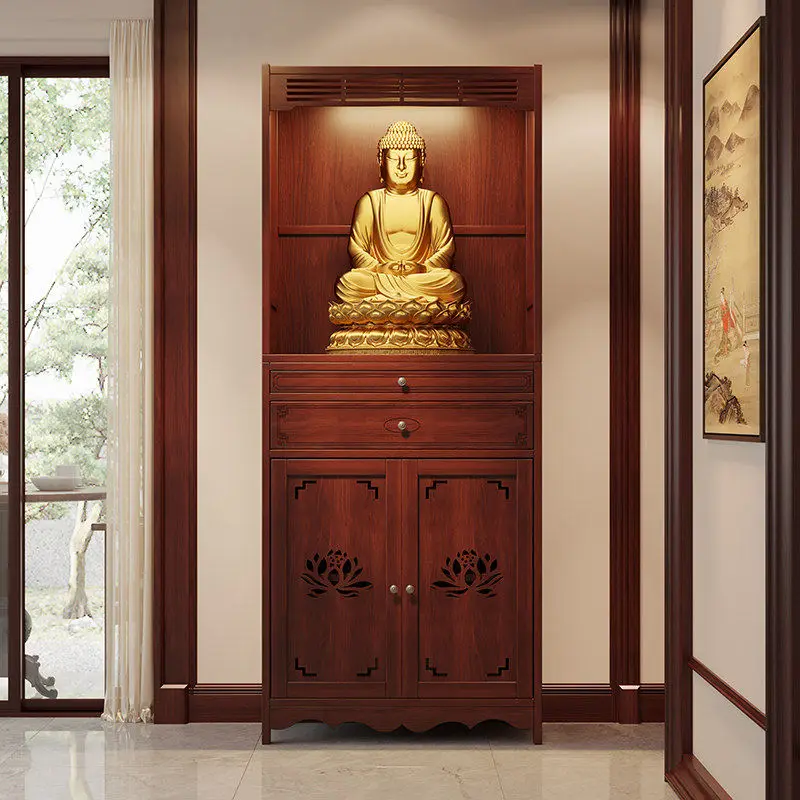 LH Shrine is dedicated to the God of Wealth, and the Guanyin Buddha statue is placed in the cabinet