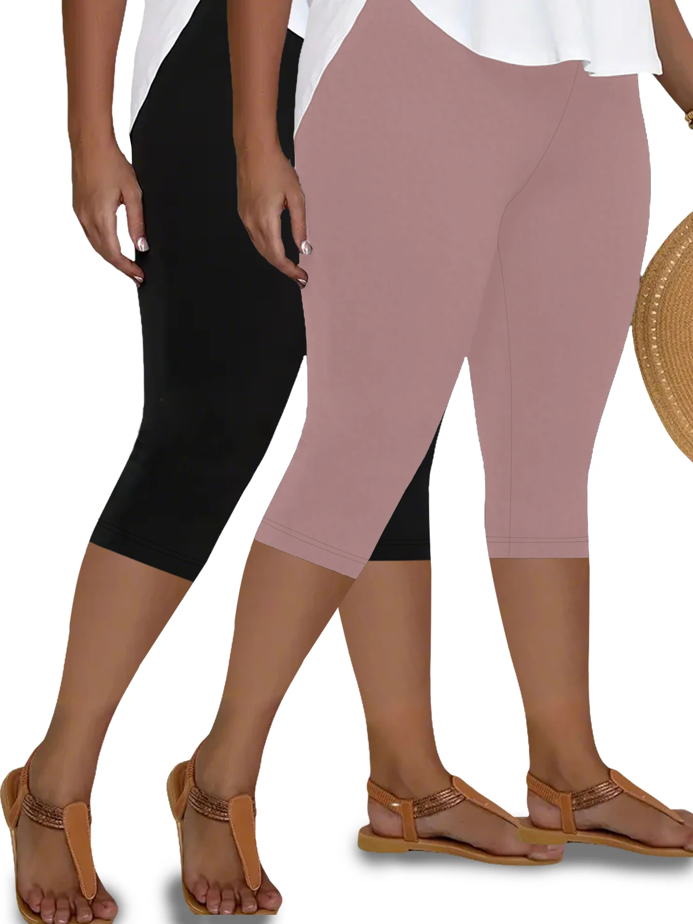 

2 пары спортивных леггинсов-капри больших размеров для женщин, непрозрачные, очень мягкие, для тренировок, бега, йоги