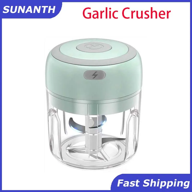USB Rechargeable Electric Garlic Masher 250ml+100ml Mini Food Chopper Wireless Vegetable Onion Meat Grinder Kitchen Cooking Tool