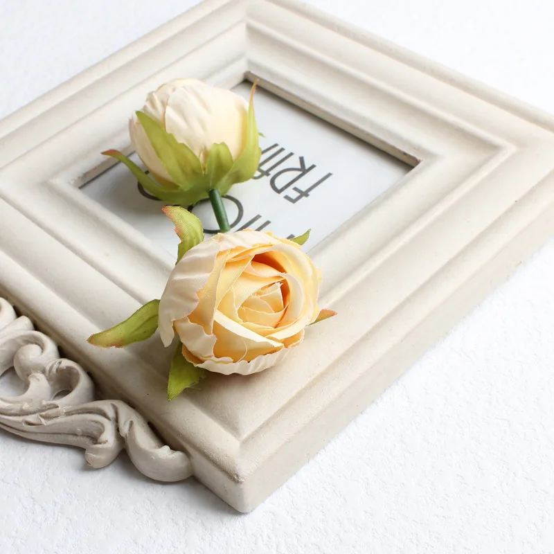 Artificial Silk Tea Rose Bud Flower Heads, Wedding Bouquet Wall, Event Party, Garland, Decorative Headware, DIY, 15Colors, 4cm