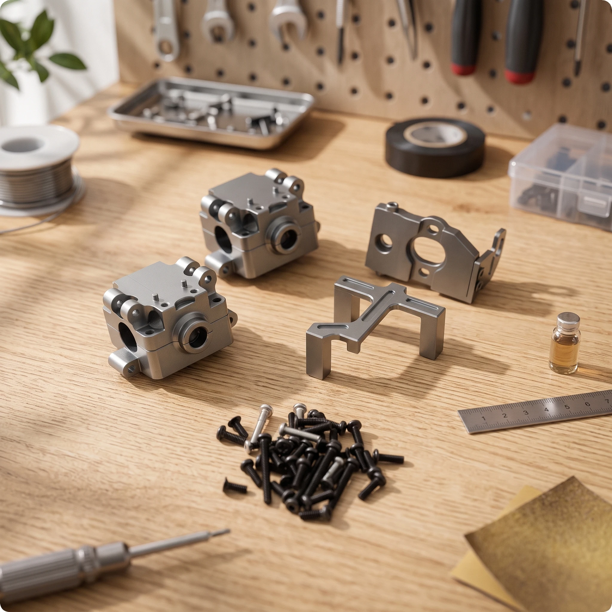 RC Car Upgrade Parts Kit Aluminum RC Car Parts with Motor Mount Precision Cut Sturdy for Hobbyists, Custom Chassis Projects