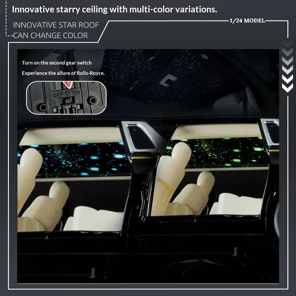 รถโมเดล Rolls Royce Phantom ขนาด 1:24 ผลิตจากโลหะผสมสังกะสี แบบดึงหลัง มีเสียงและไฟ ของเล่นรถแบบหล่อขึ้นรูปเหมือนจริง