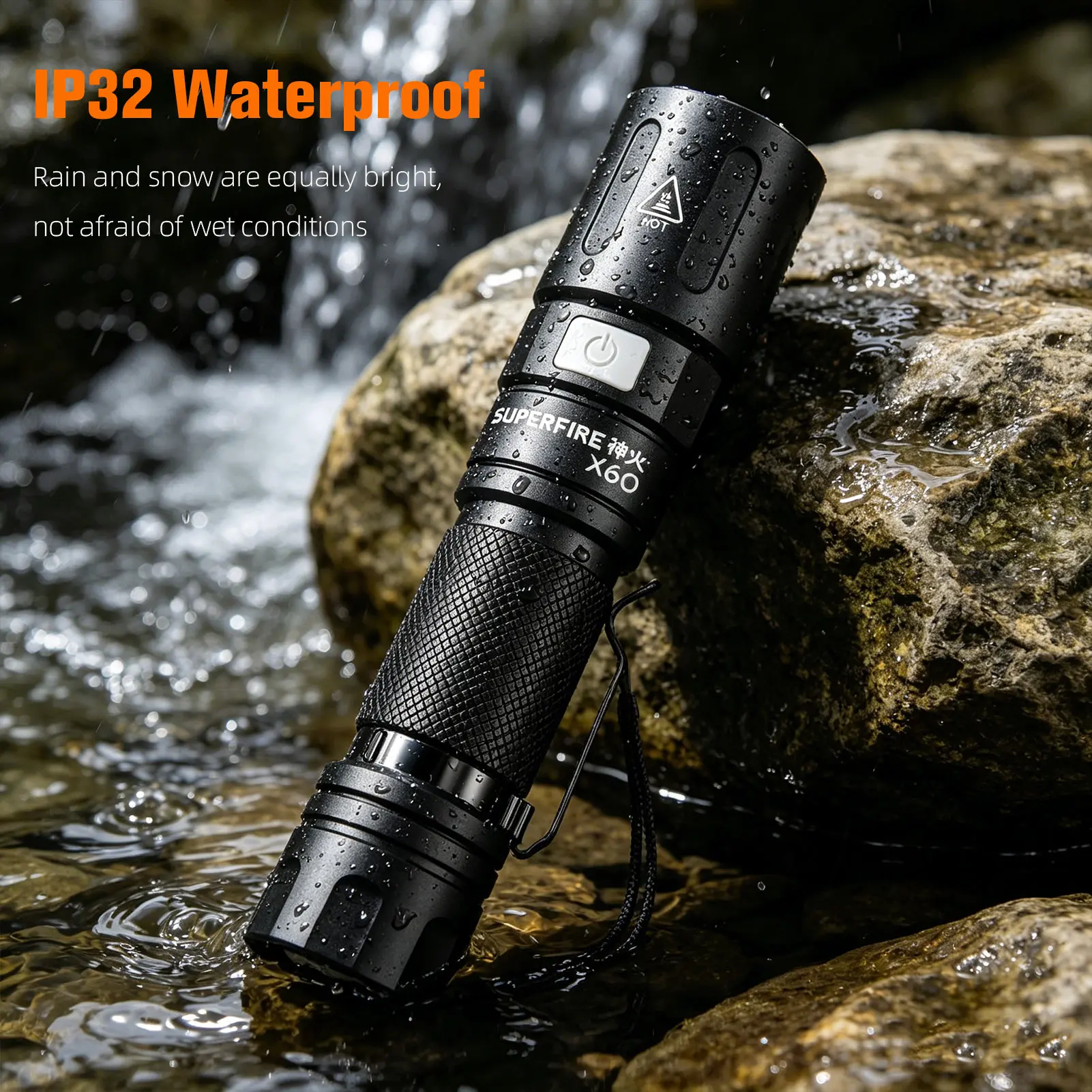 SUPERFIRE X60 Zoombare wiederaufladbare Taschenlampe, 900 Lumen, XHP90 LED, leistungsstarke, robuste, superhelle Taschenlampe – Detail 5