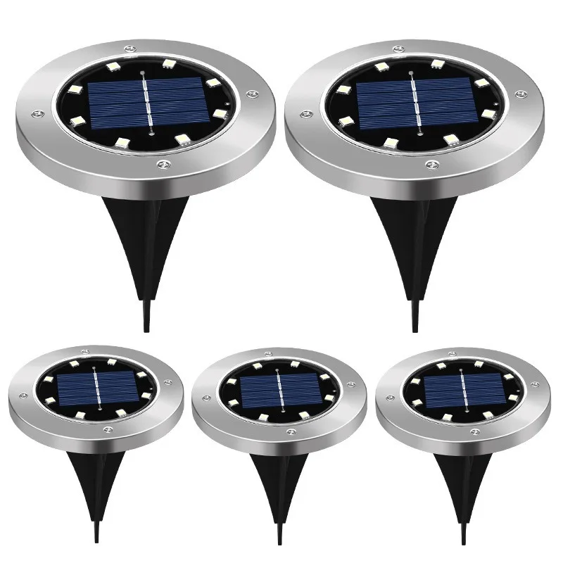 

4PCS Solar buried light 8LED stainless steel outdoor ground grass garden rain villa ground light