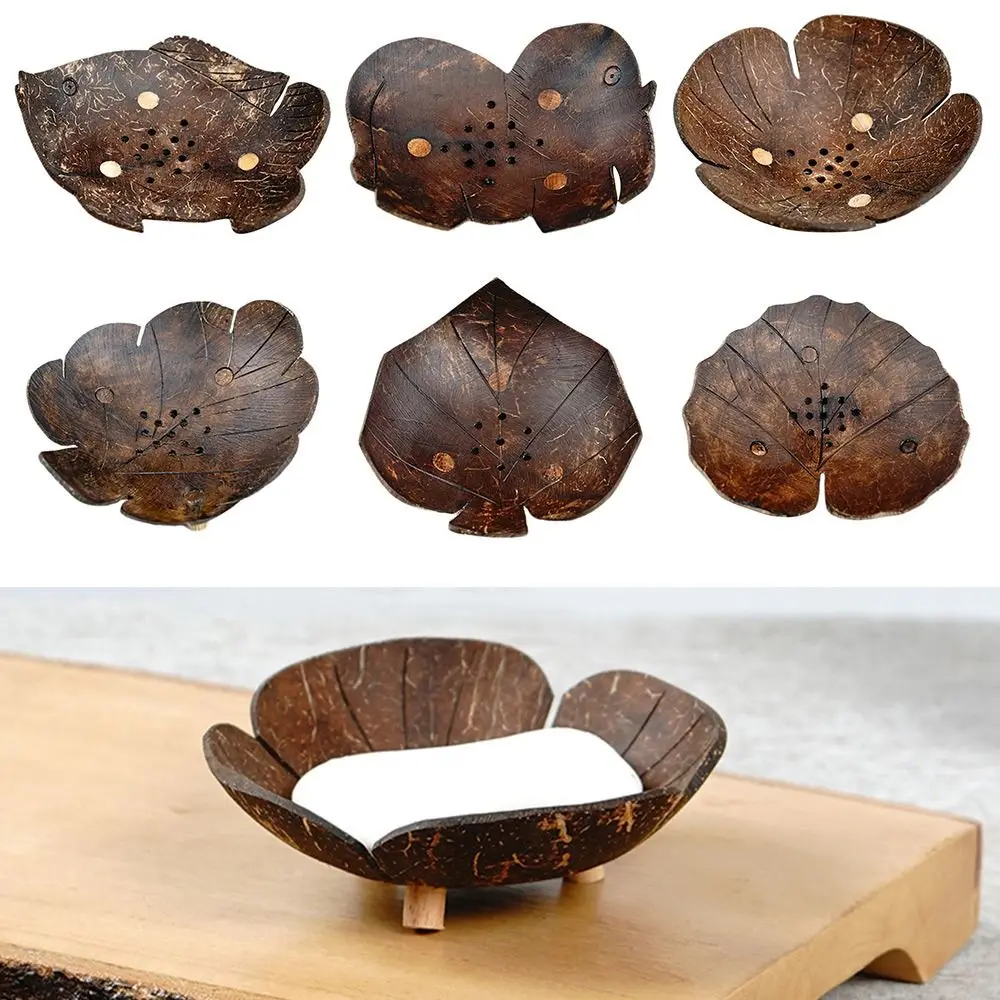 

Держатель для мыла из скорлупы кокоса, сливной поддон из скорлупы кокоса, дренажная мыльница, цветок, лист, сердце, рыба, слон, поднос для мыла