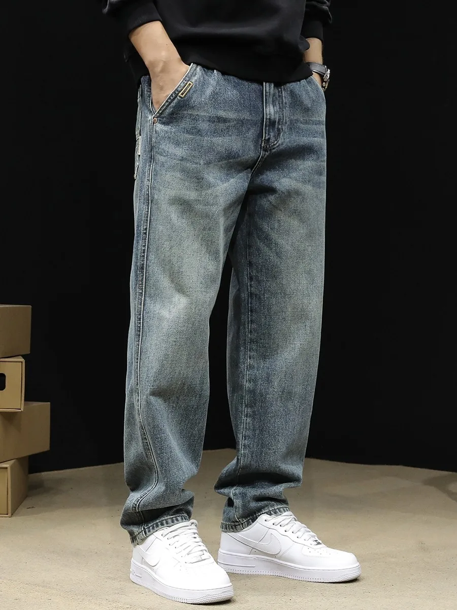 

Retro American Straight Leg Jeans Men's Spring Autumn New Loose Faionable Workwear Long Pants Youthful Trendy Classic Fit