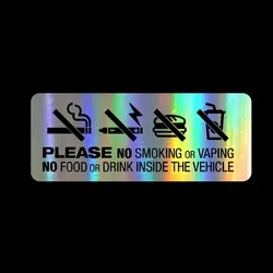 Car Stickers No Smoking VAPING FOD DRINK IN VEHICLE Notice PVC Waterproof Sunscreen 15CM