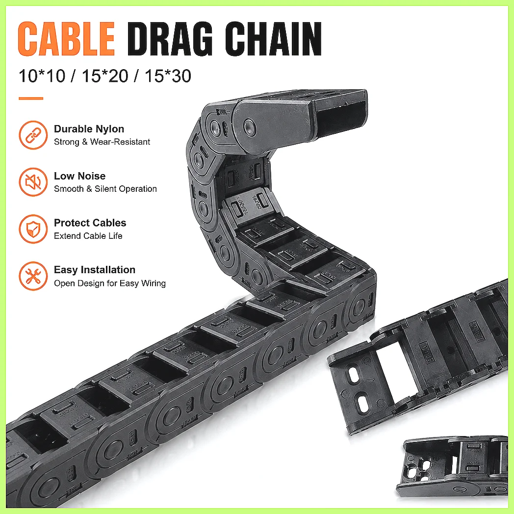 HUNST Cable Chain 7x7 10x10 15x20 15x30mm 1M Non-Opening Semi-Enclosed Plastic Drag Chain for CNC Machine Wire Protection