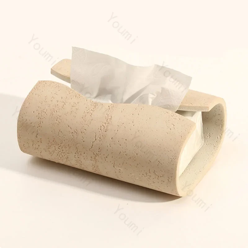 Creative Sandstone Tissue Box Light Luxury High-end Home Decor Tissue Box Holder Modern Living Room Decoration Tissue Boxes